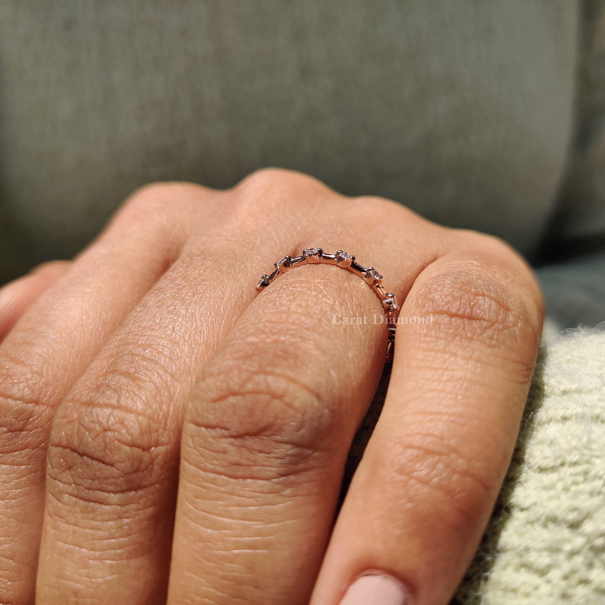 Simple rose gold wedding band.