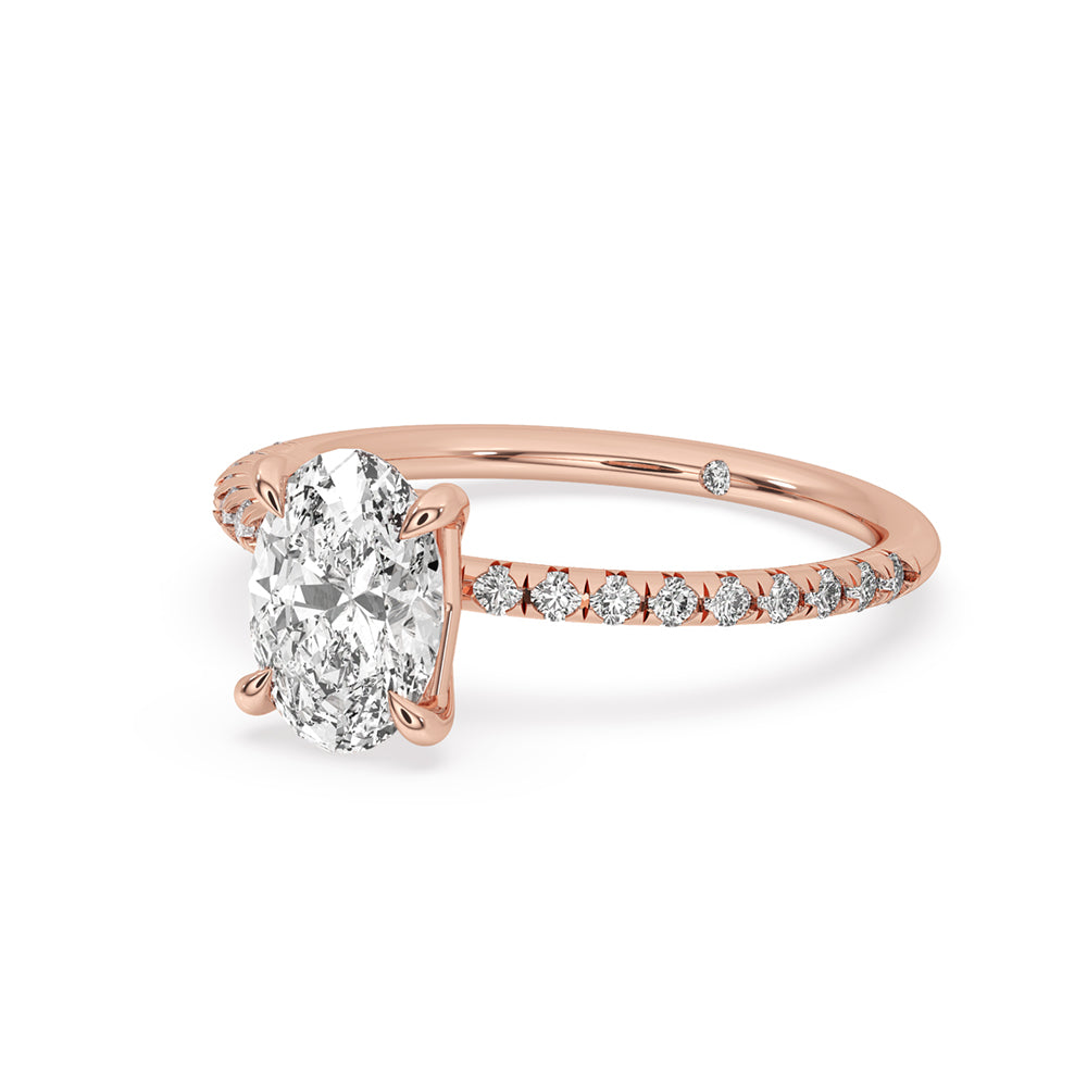 Oval Solitaire Pave Engagement Ring