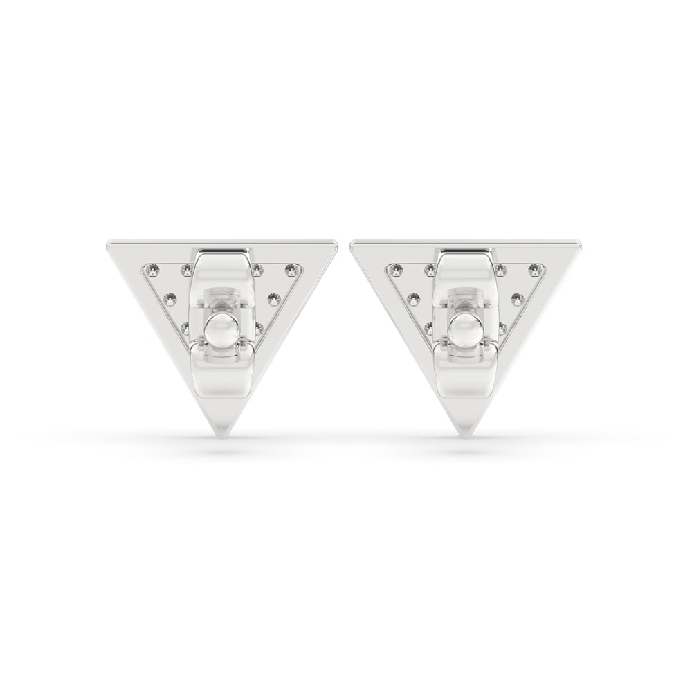 Triangle Earrings in White Gold