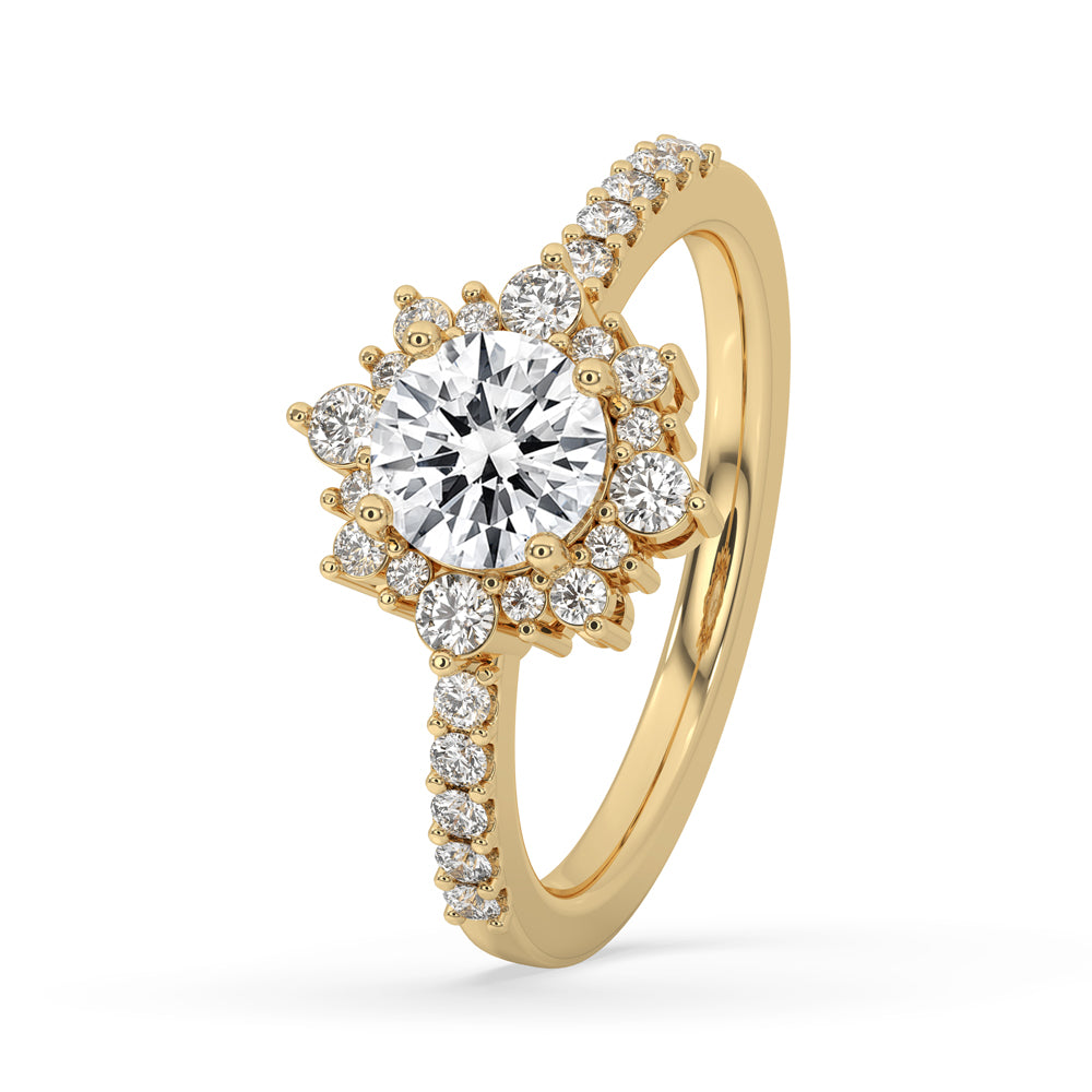 Round Halo Pave Engagement Rings