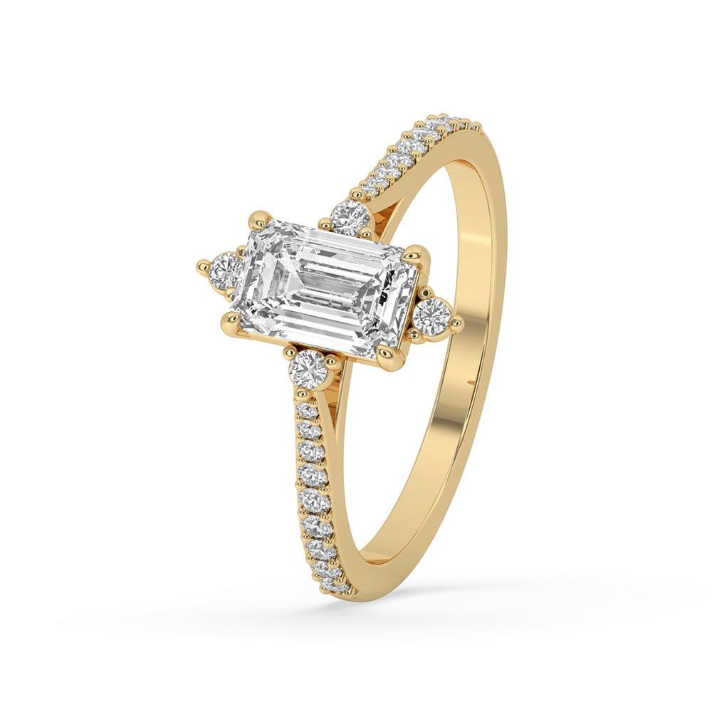 Emerald Cut Diamond Ring In Yellow Gold