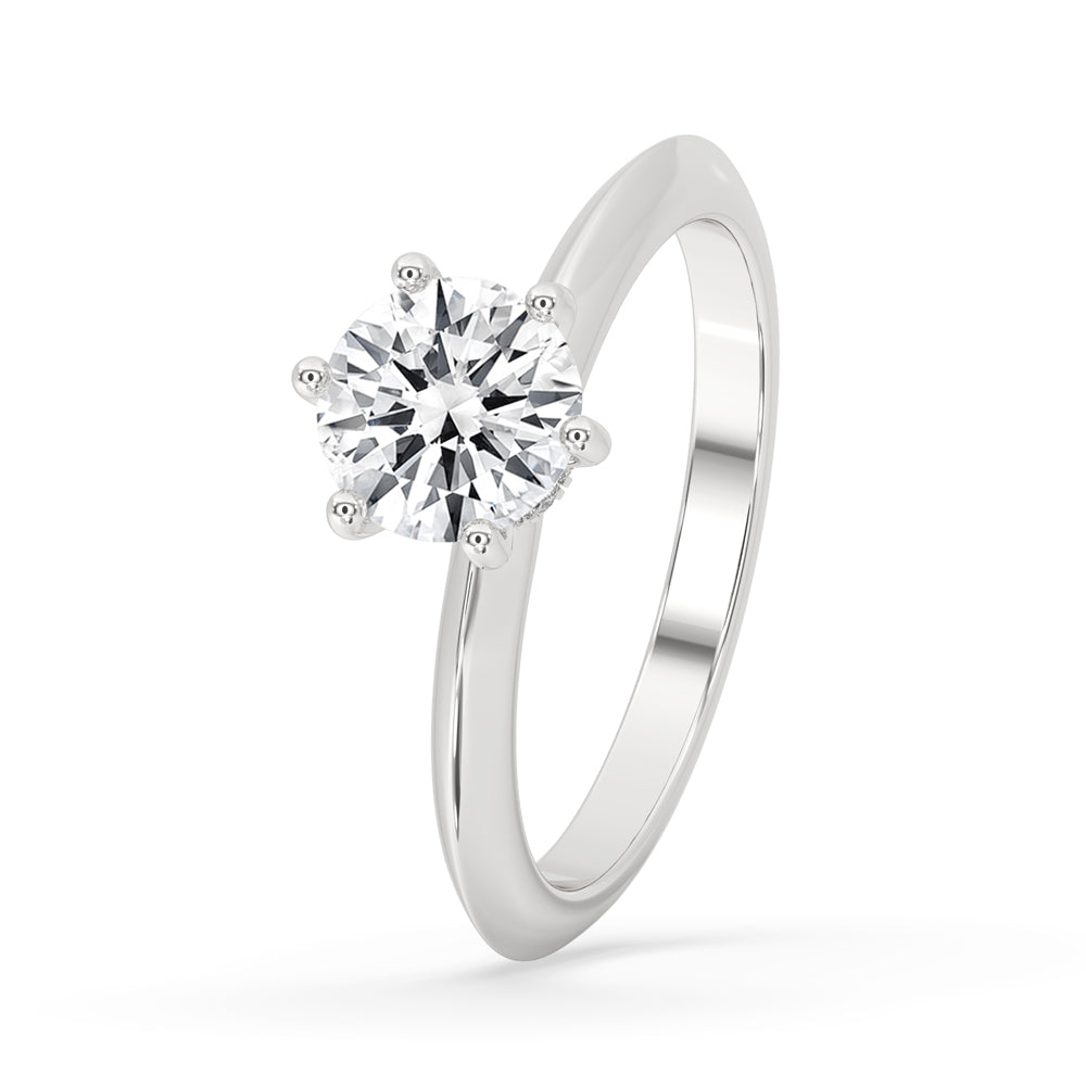 Six Prong Engagement Ring With Knife Edge Band