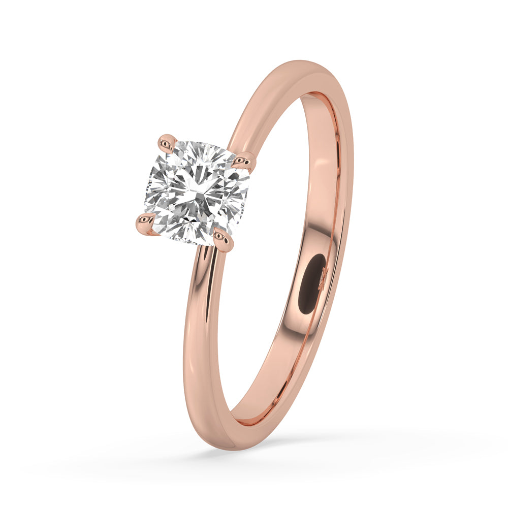 Tapered Shank Ring Solitaire In Rose Gold