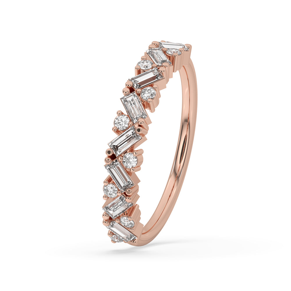 Baguette Diamond Wedding Band - Zig Zag Band