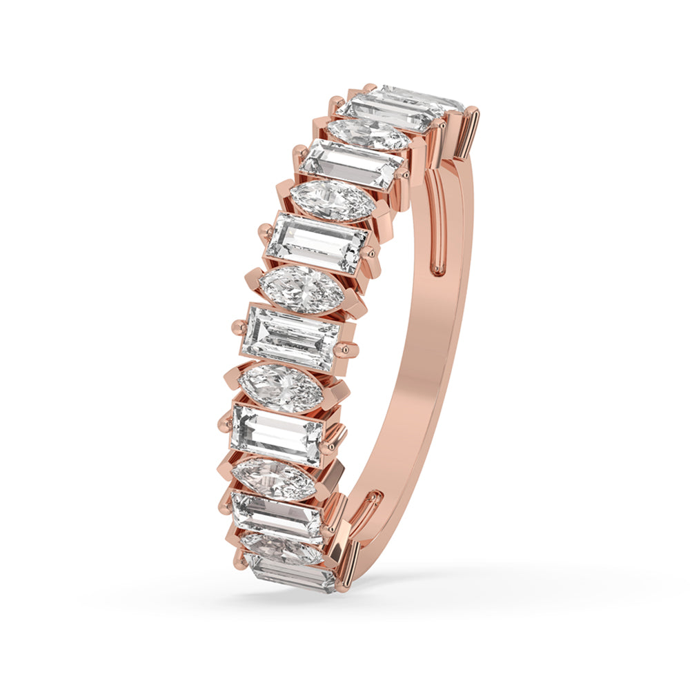 Marquise and Baguette Diamond Half Eternity Band