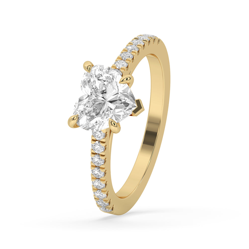 Cathedral Setting Engagement Ring With Heart shape Diamond