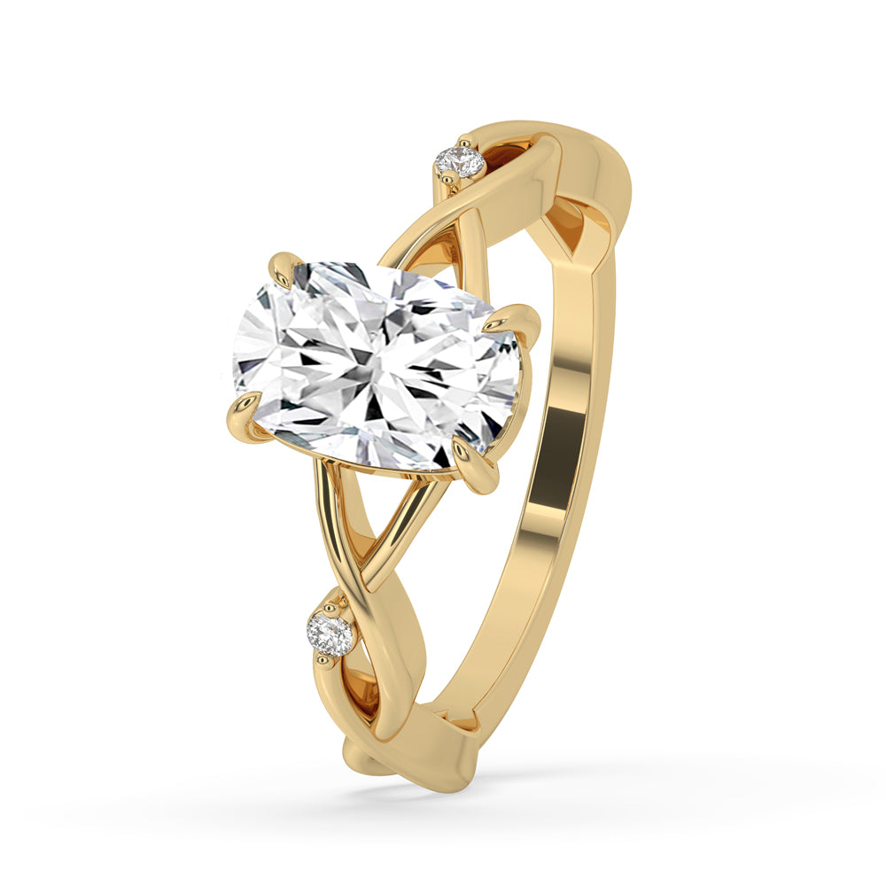 Twisted Engagement Ring In Yellow Gold