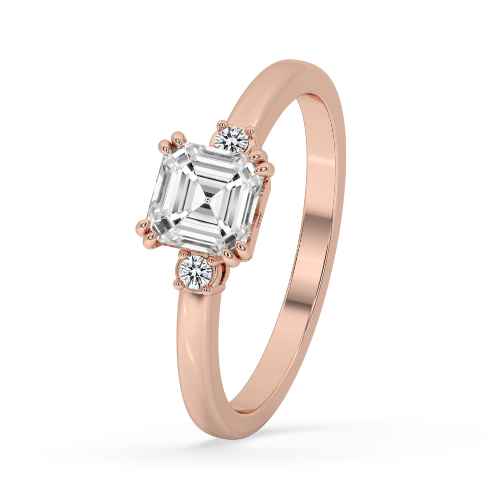 Three Stone Asscher Cut Diamond Ring