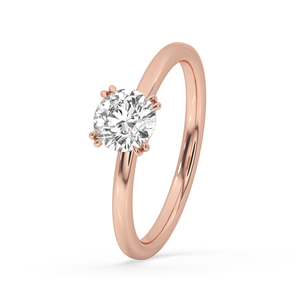 Round Shaped Diamond Solitaire Engagement Ring In Rose Gold