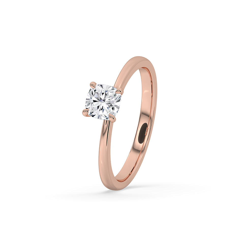 Cushion Diamond Solitaire Engagement Ring in Rose Gold