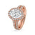 oval ring with halo in a stunning claw prong setting for elegance.