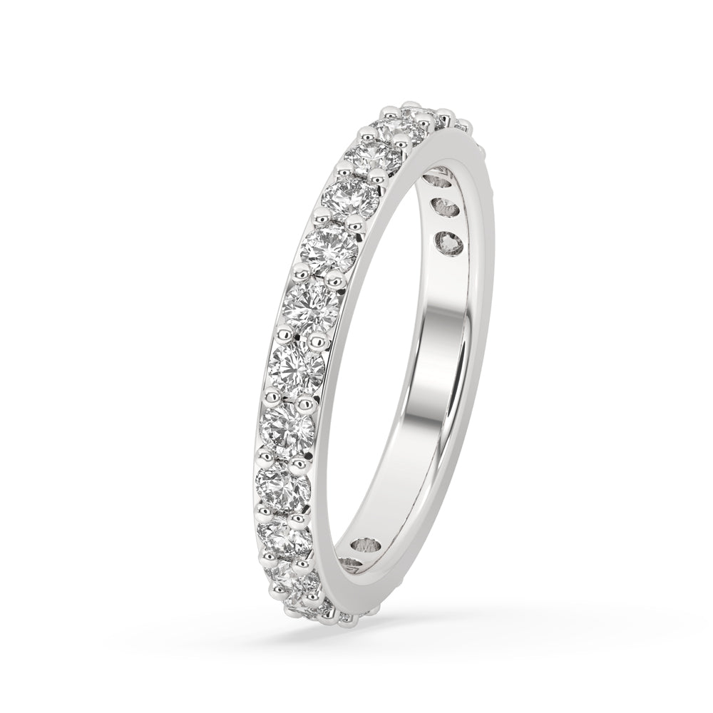 Stunning half eternity wedding band with timeless appeal.
