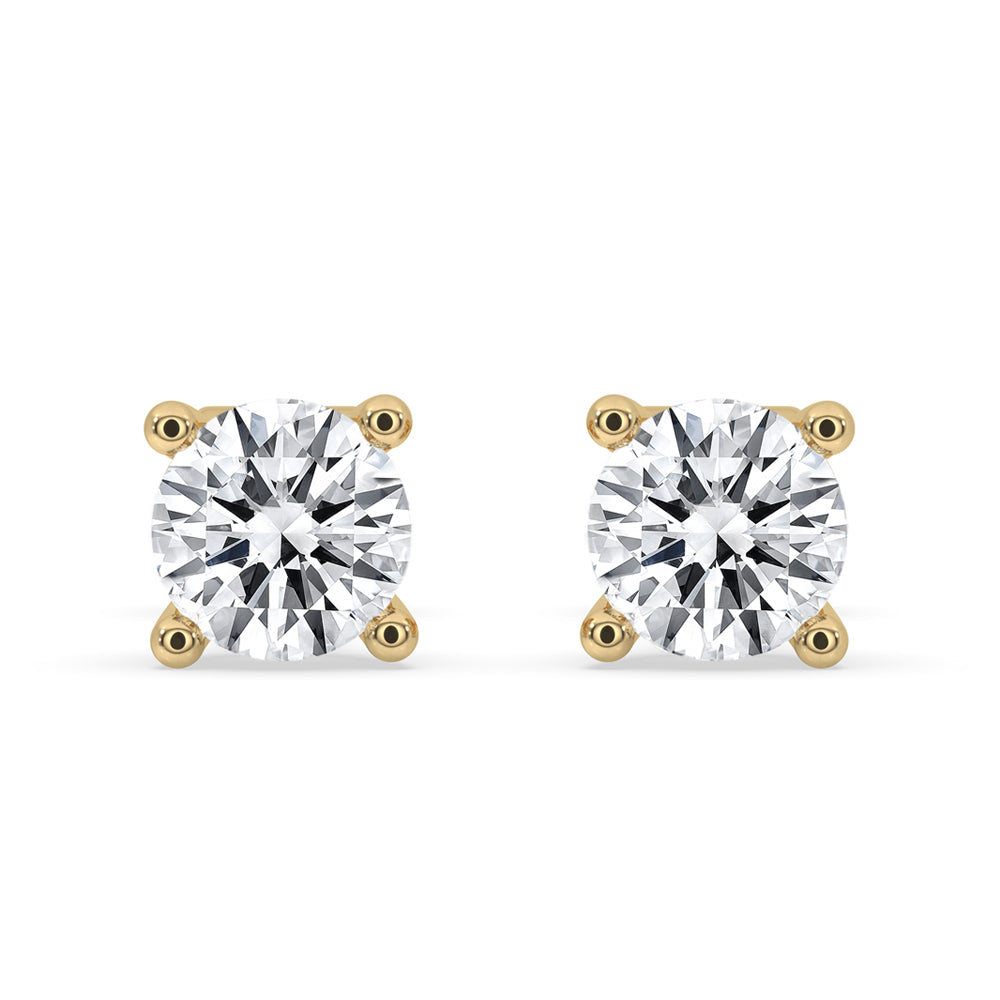 Round diamond stud earrings with classic 4 prong setting for a timeless look.
