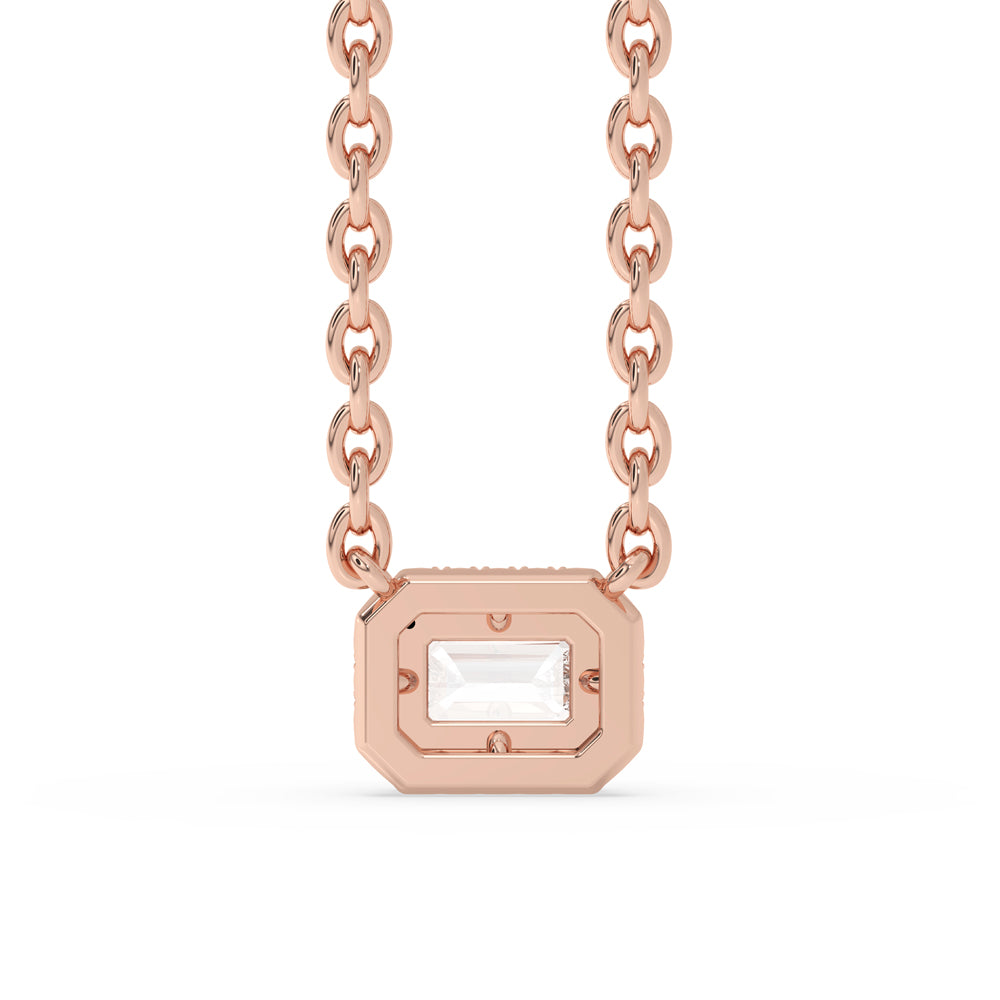 Emerald Cut Diamond Pendant – Halo Style