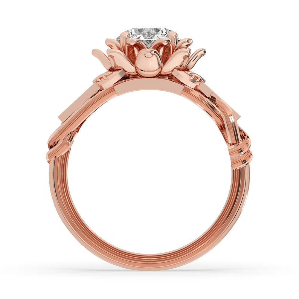 Flower Engagement Ring In Rose Gold