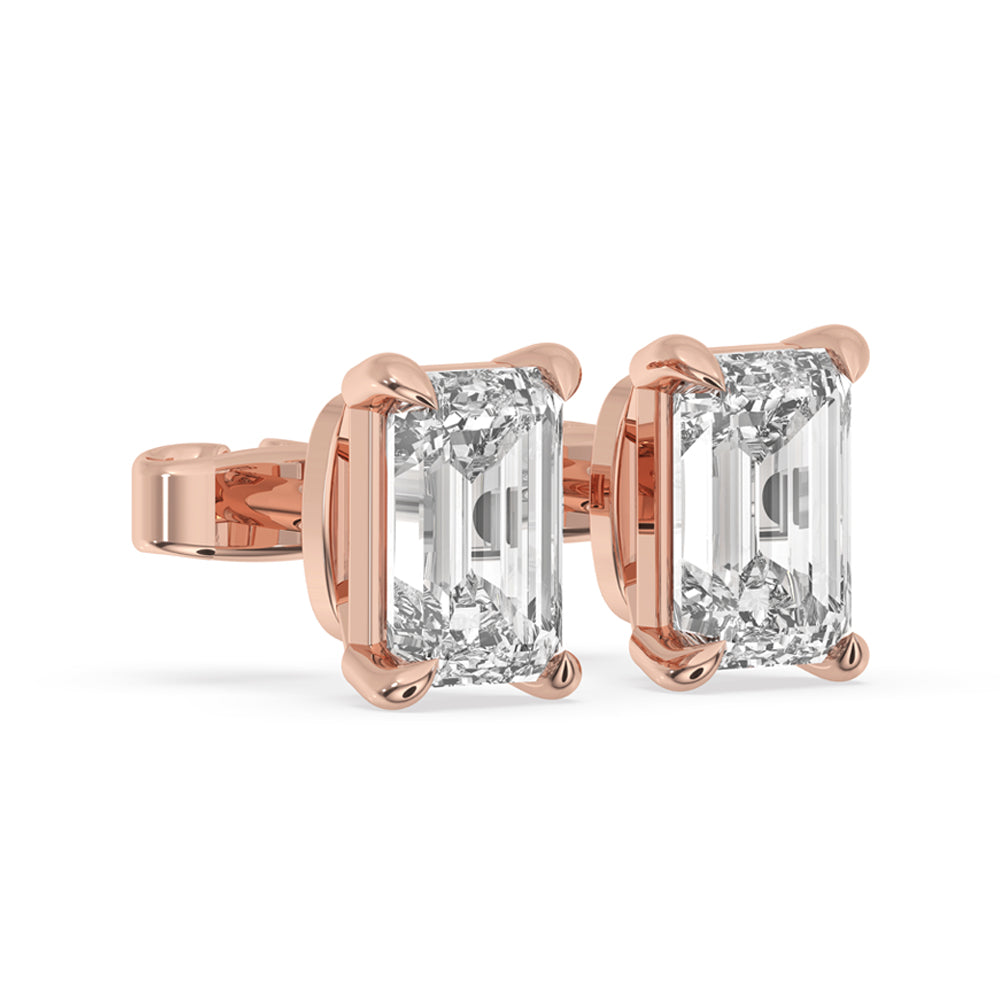 Emerald Cut Diamond Stud Earrings