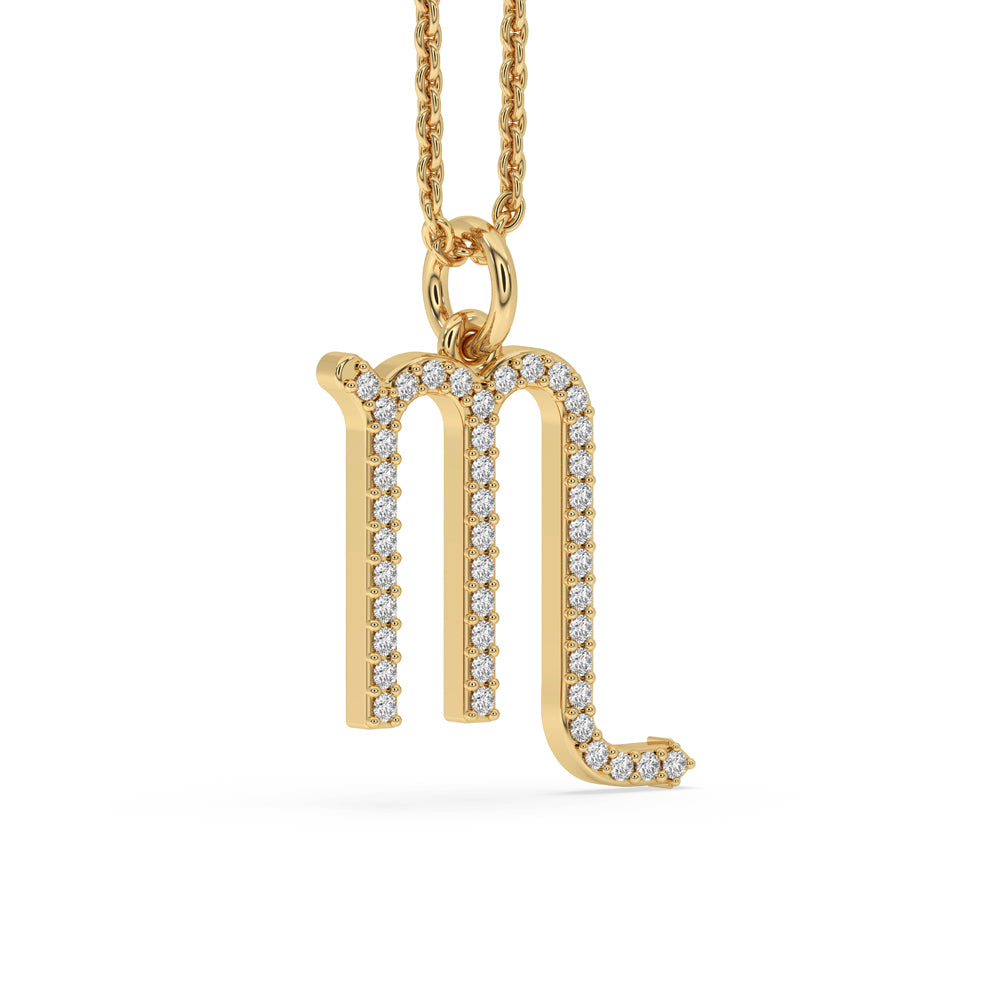 Letter M Pendant In Yellow Gold