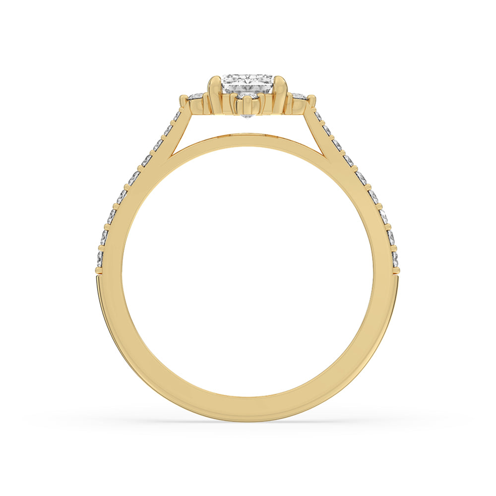 Emerald Cut Diamond Ring In Yellow Gold