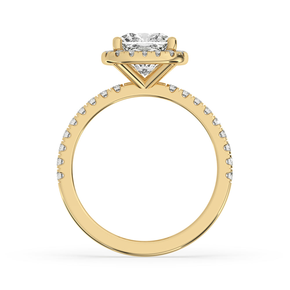 Halo Pave Engagement Ring In Yellow Gold