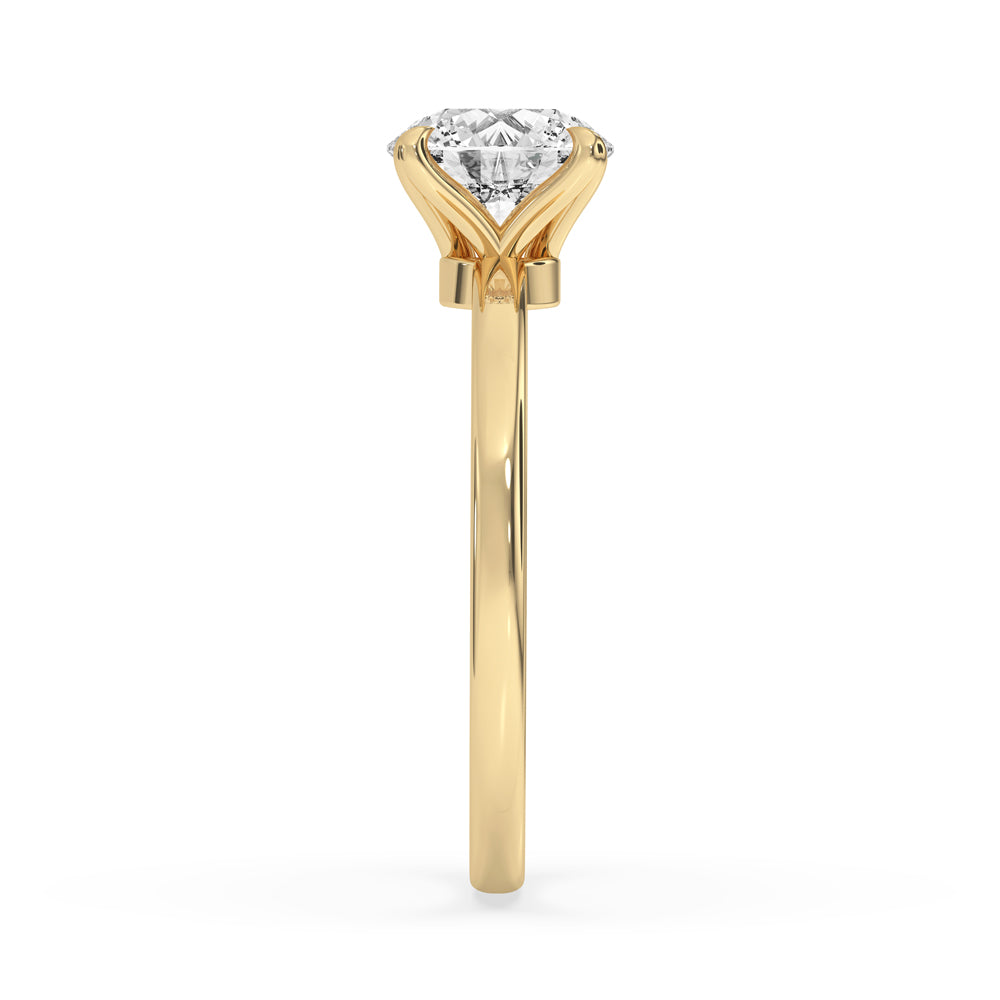 Diamond ring round brilliant cut with a minimalist look, featuring lab grown diamonds.