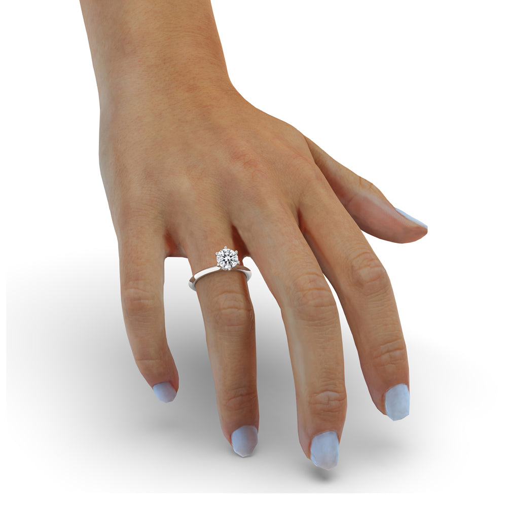 Six Prong Engagement Ring With Knife Edge Band