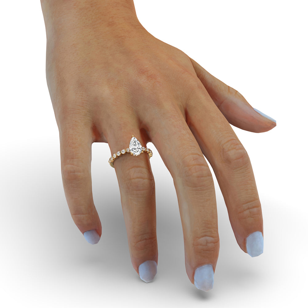 Shared Floating Bubble Prong Ring