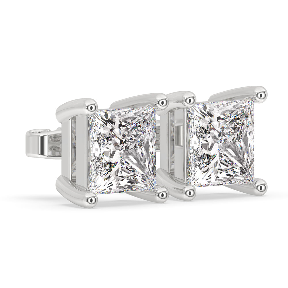 Princess cut diamond earring with exceptional sparkle and clarity.