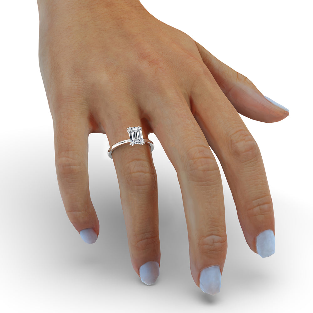 1 Carat Emerald Cut Diamond Solitaire Engagement Ring