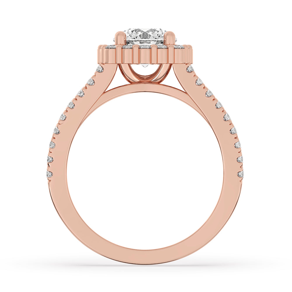 Round Cut Split Shank Engagement Ring