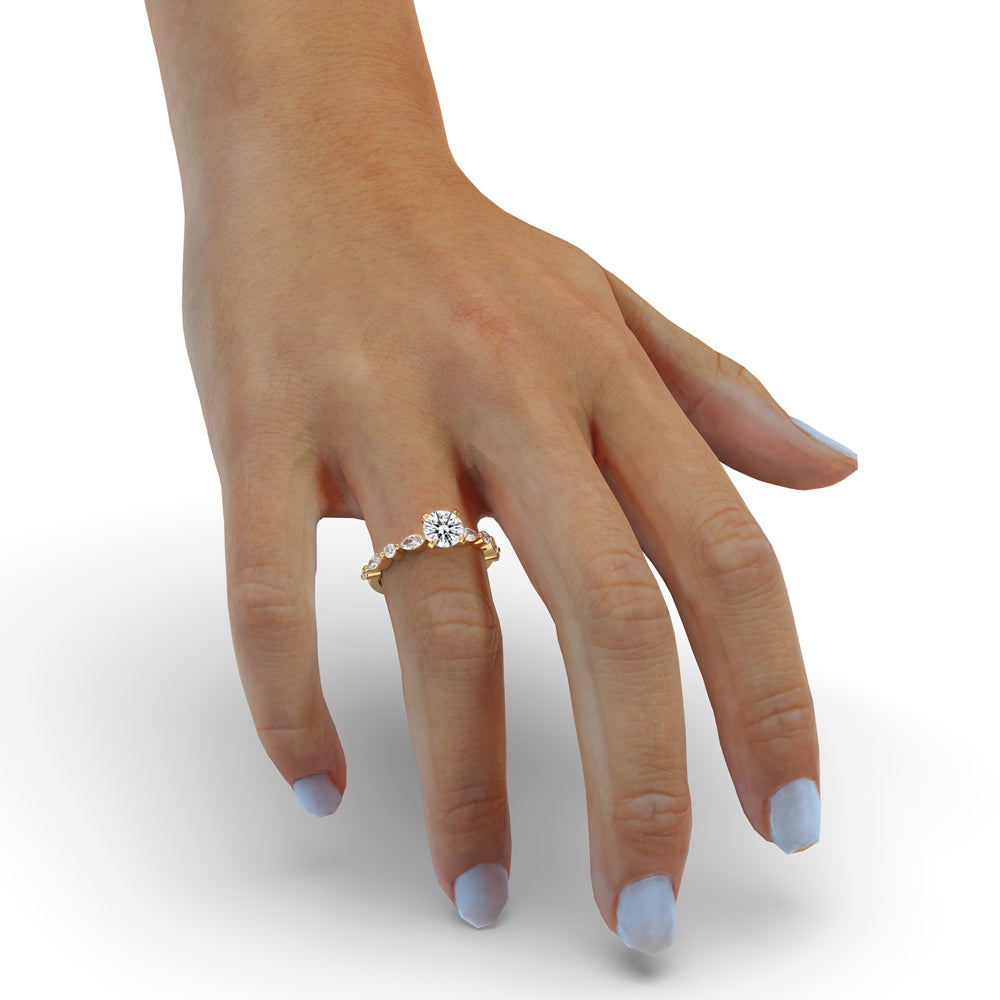 Shared Prong Engagement Ring