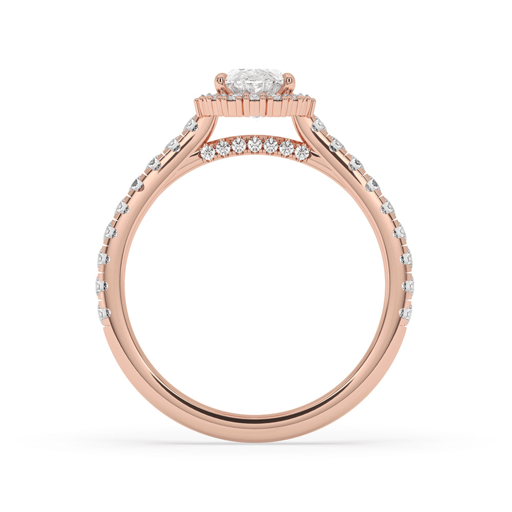 Classic Oval Engagement Ring With Halo In Rose Gold