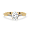 Oval cut diamond ring with claw prong setting, showcasing a brilliant lab grown diamond for timeless elegance.
