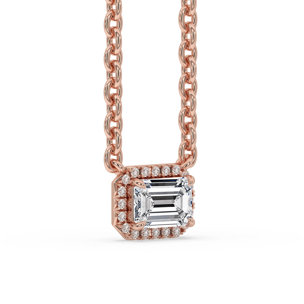 Emerald Cut Diamond Pendant – Halo Style