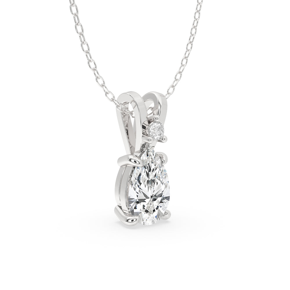 Pear Shaped Diamond Pendant - White Gold