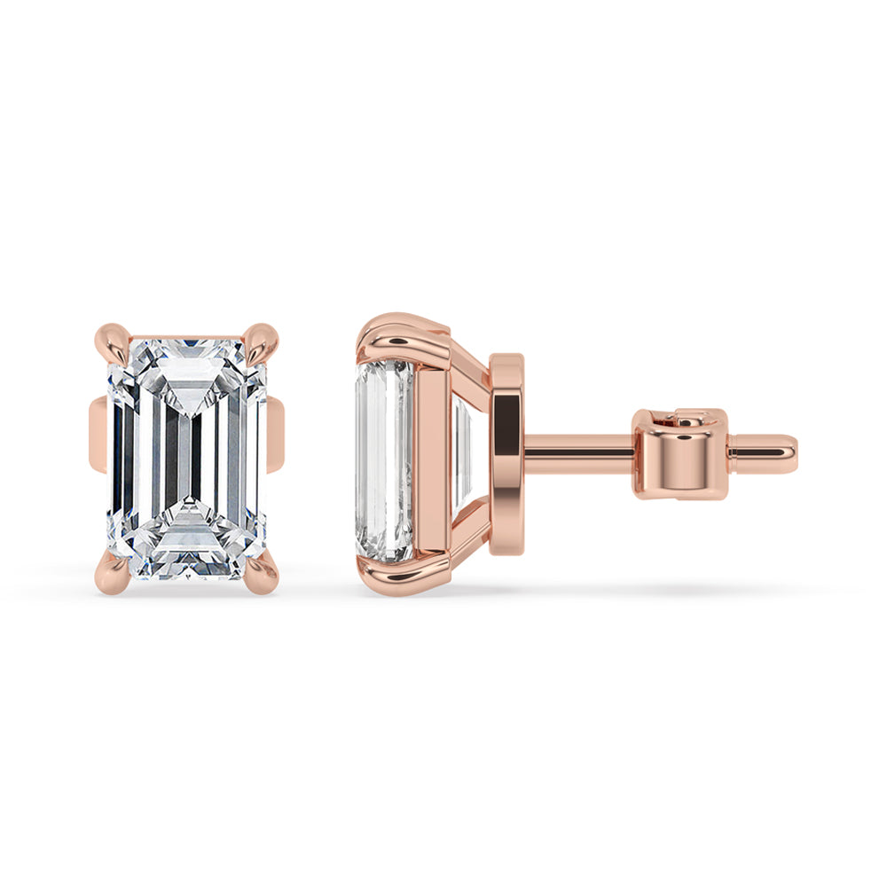 Emerald Cut Diamond Stud Earrings