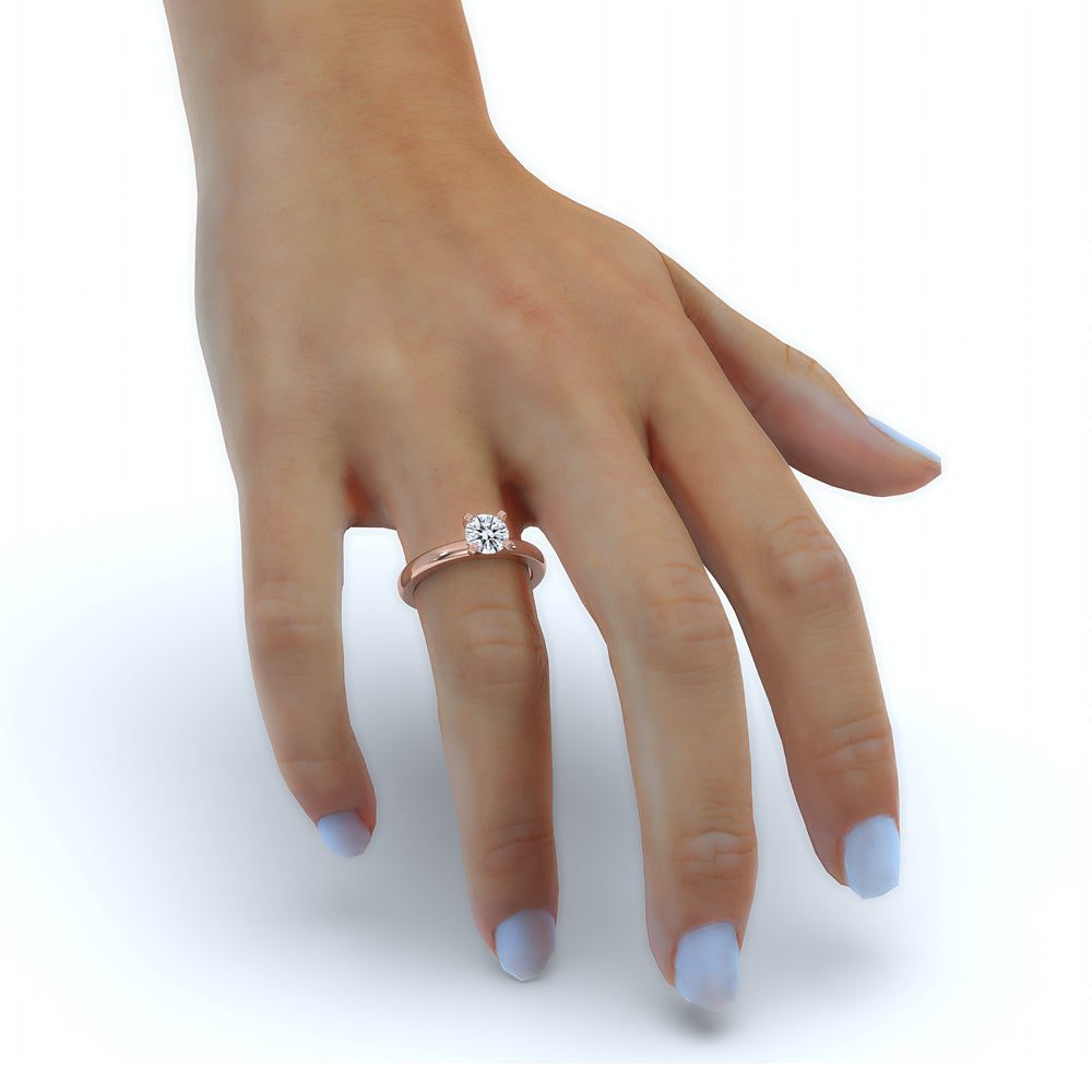 Round Solitaire Engagement Ring In Rose Gold