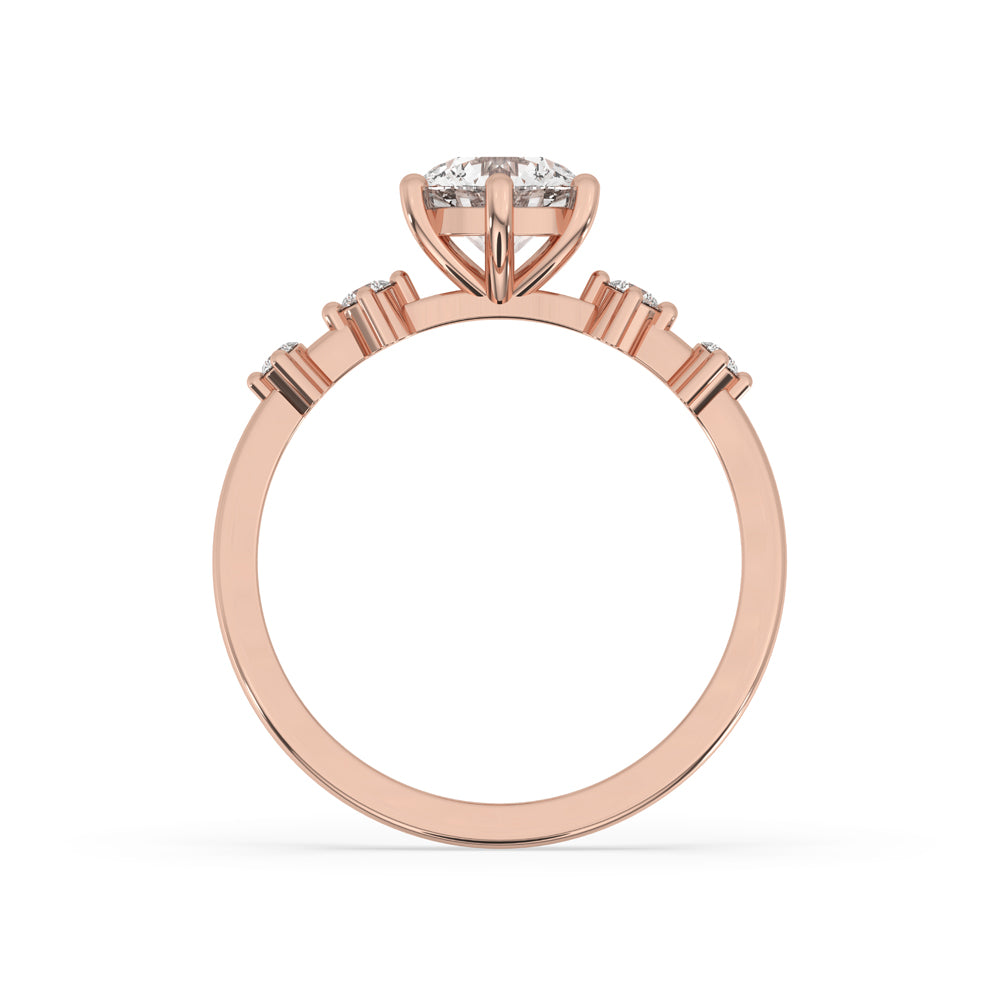 Distance Pave Round Cut Engagement Ring In Rose Gold