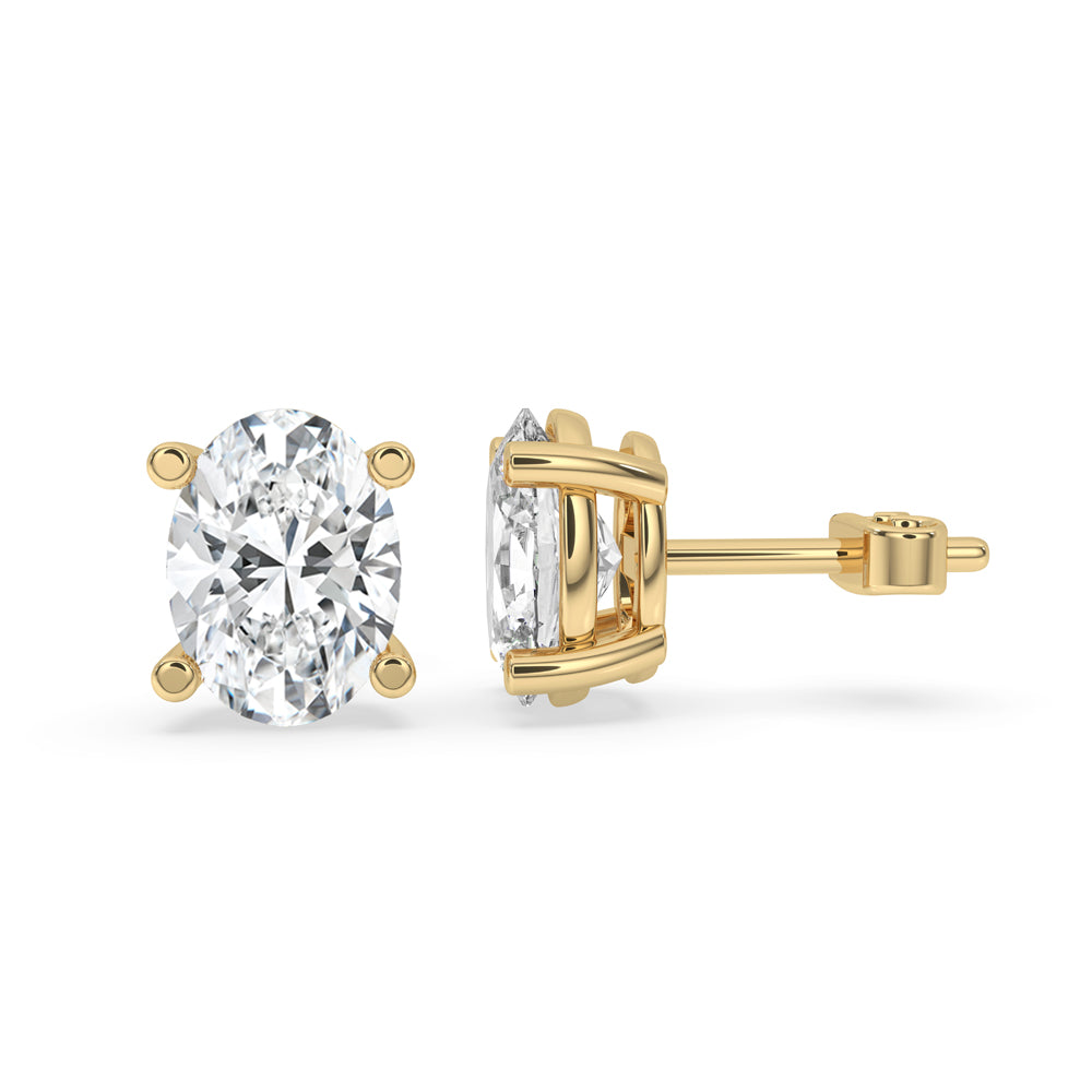 Oval Diamond Stud Earrings