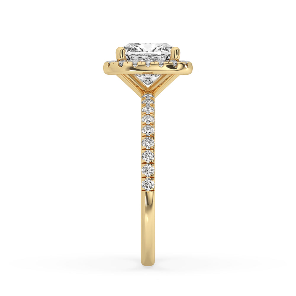 Halo Pave Engagement Ring In Yellow Gold