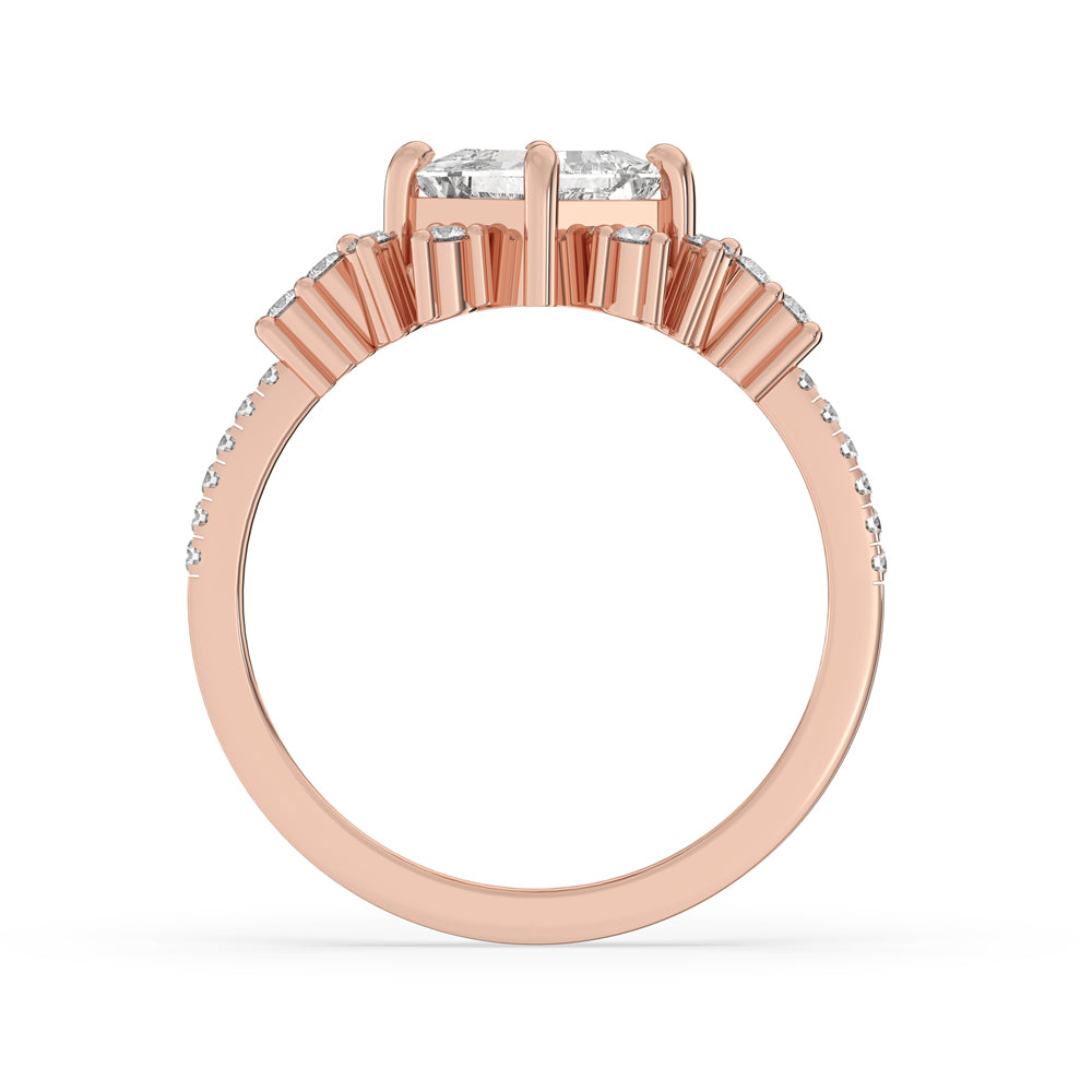 Cluster Halo Engagement Ring in Rose Gold