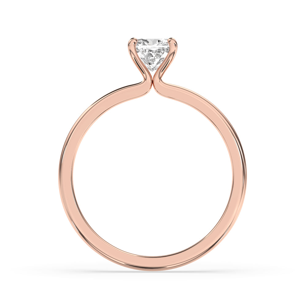 Tapered Shank Ring Solitaire In Rose Gold