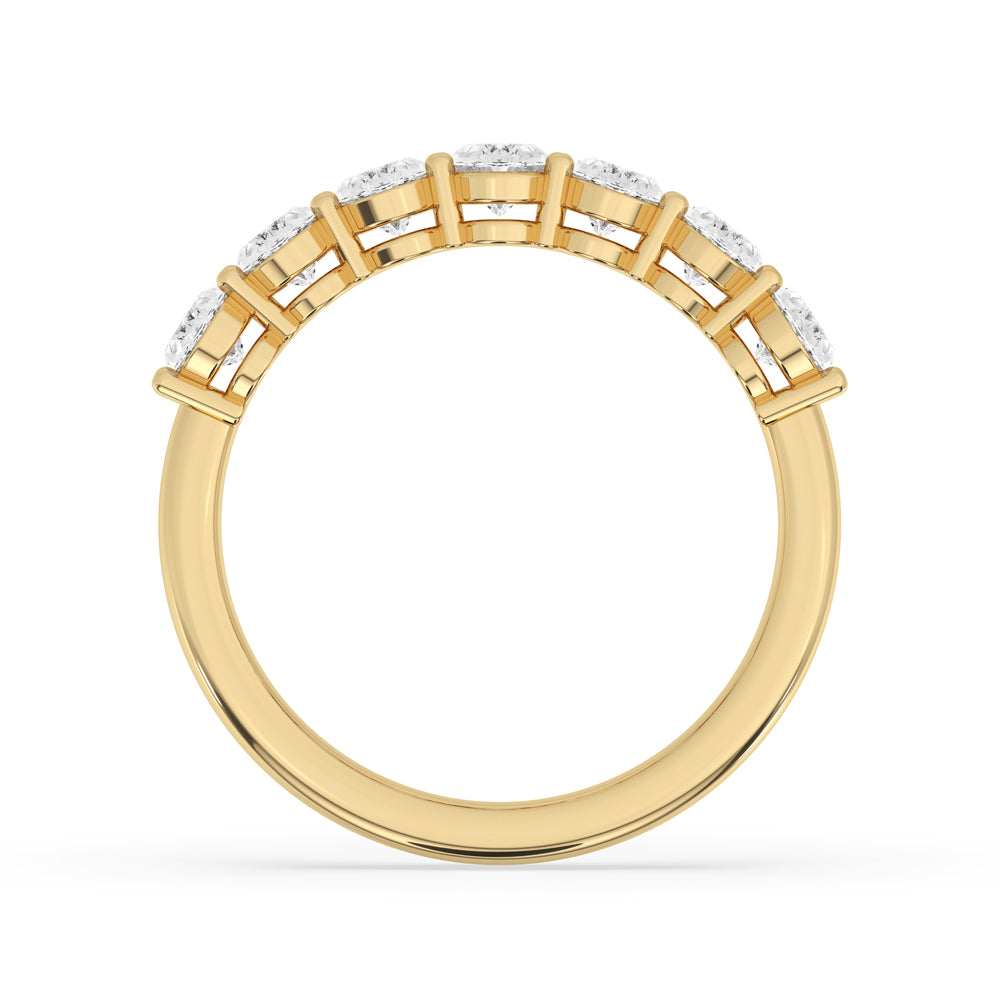 Handmade oval diamond gold band with IGI certified diamonds.
