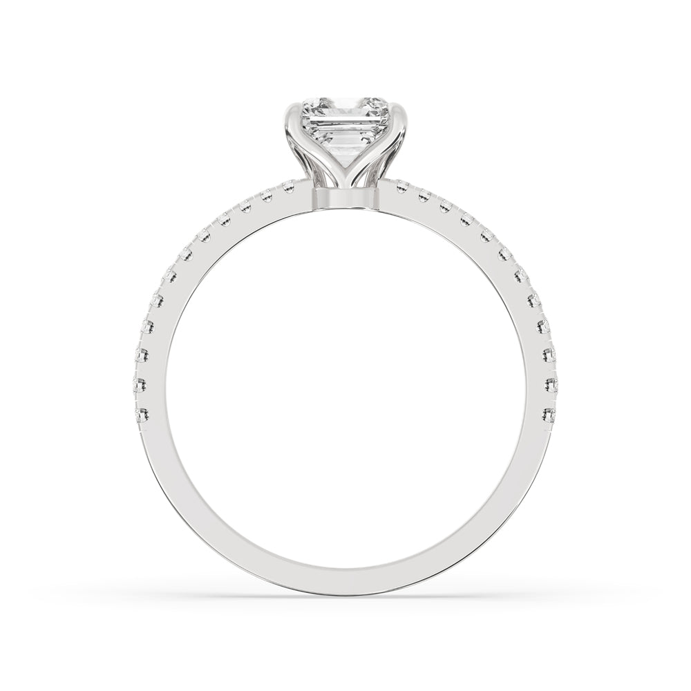 Asscher Cut Diamond Ring In White Gold