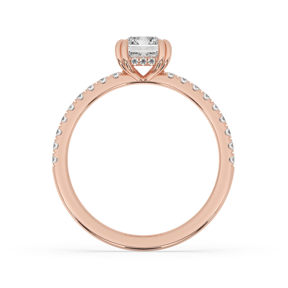 Radiant Cut Engagement Ring With Hidden Halo