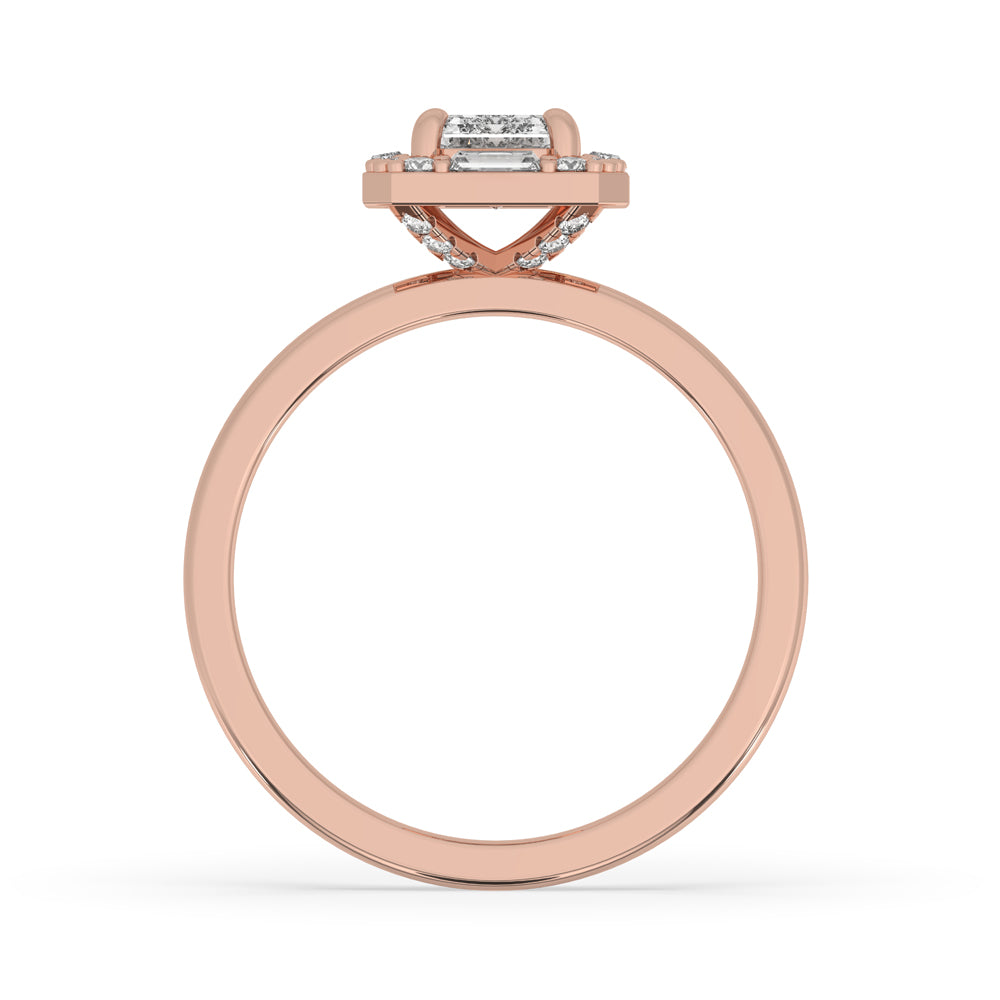 Emerald Halo Engagement Ring In Rose Gold