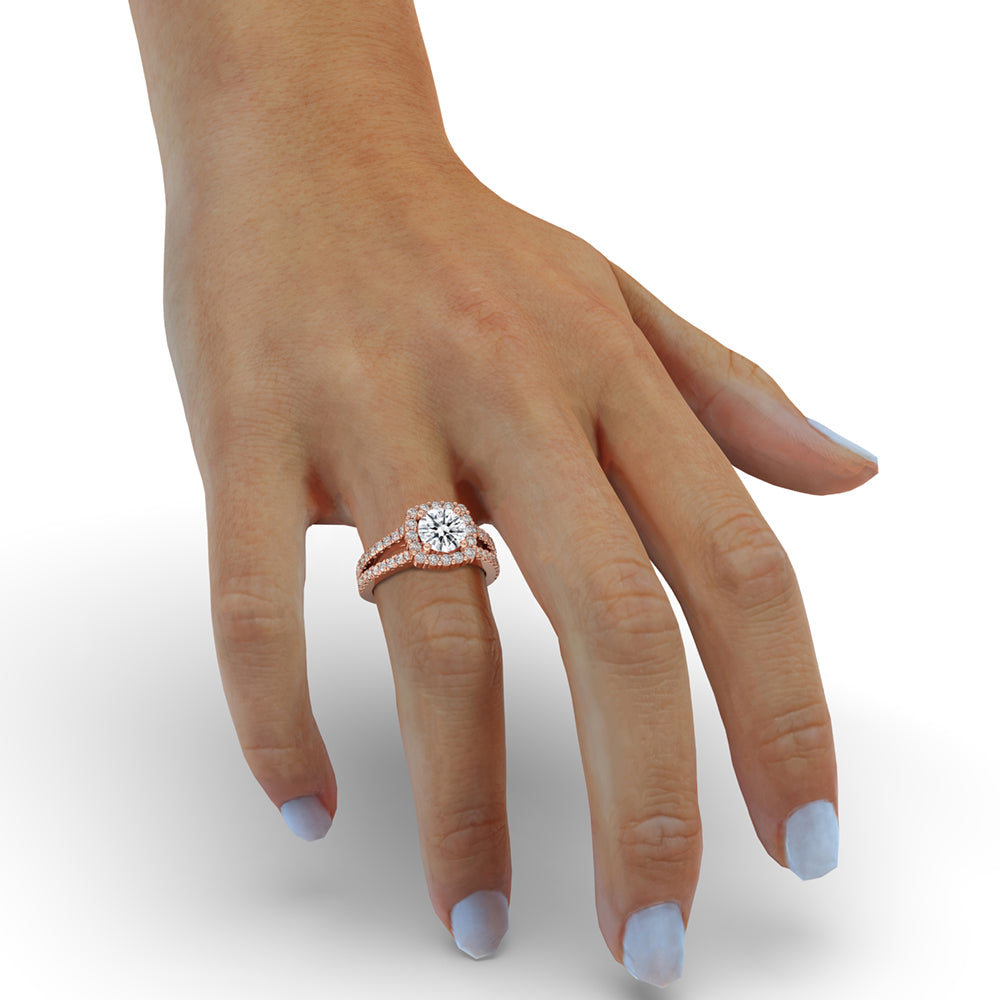 Round Cut Split Shank Engagement Ring