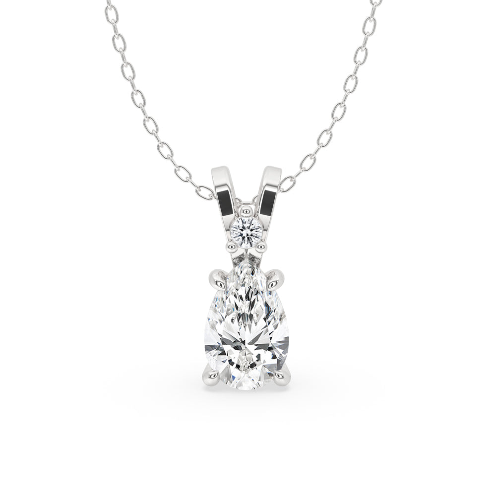 Pear Shaped Diamond Pendant - White Gold