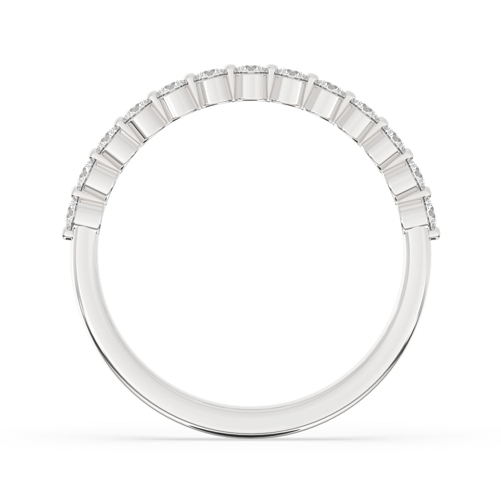 Timeless white gold wedding band for modern charm.
