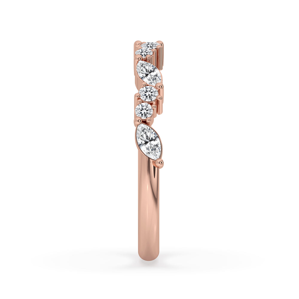 Marquise Diamond Wedding Band In Rose Gold