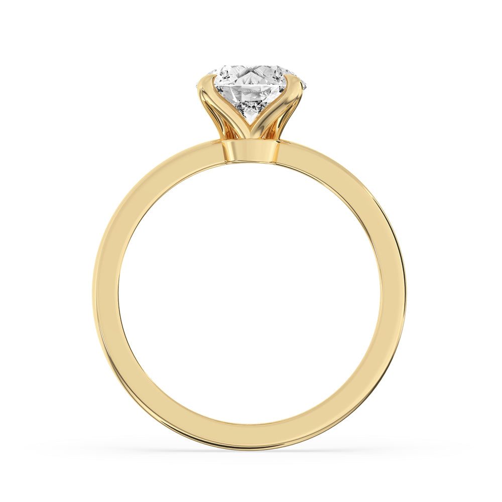 Elegant round cut diamond ring with a 4-prong solitaire setting in white gold.